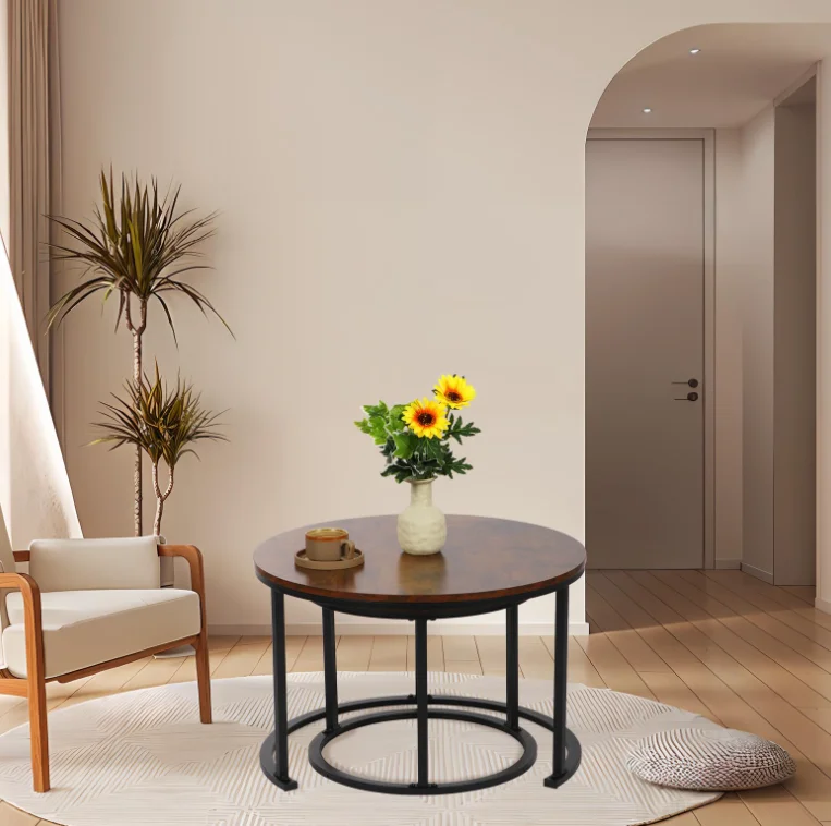 Wood mdf material Top Wrought Iron Minimalist Office Home Living Room Furniture Luxury Coffee Table old fashion