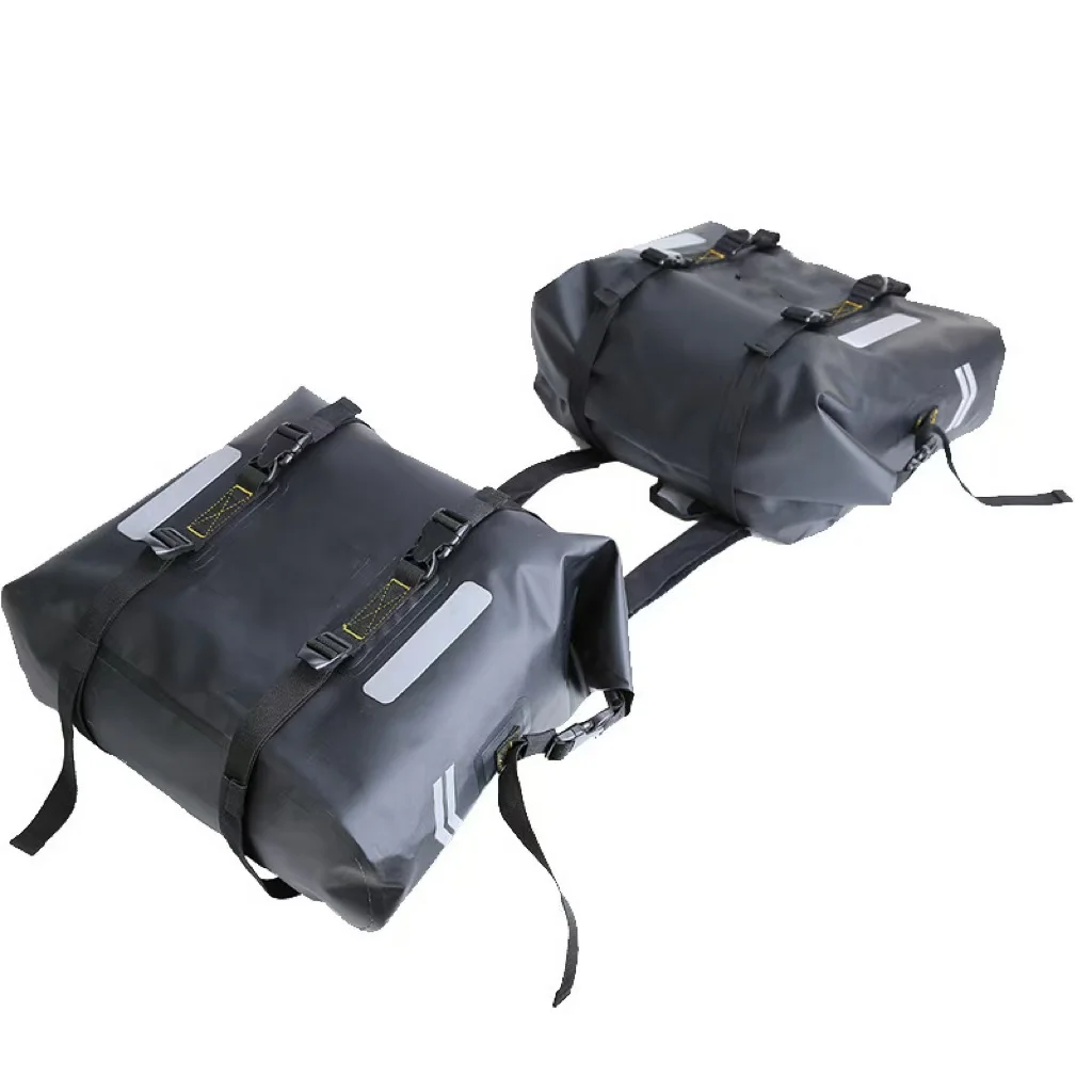 Сверхмощный 2x30L рулон закрытия боковые сумки мотоциклетные водонепроницаемые седельные