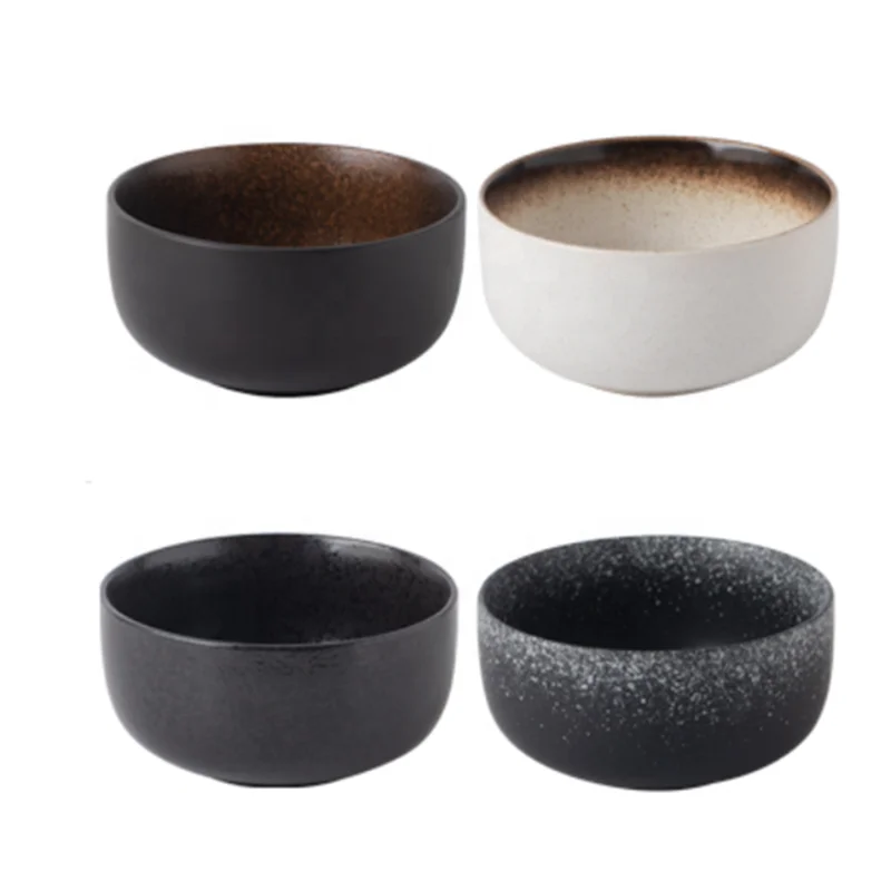 Ceramic Ramen Bowl Japanese Household Large Capacity Japanese Noodle Bowl Popular Rustic Style Round Rice Bowl