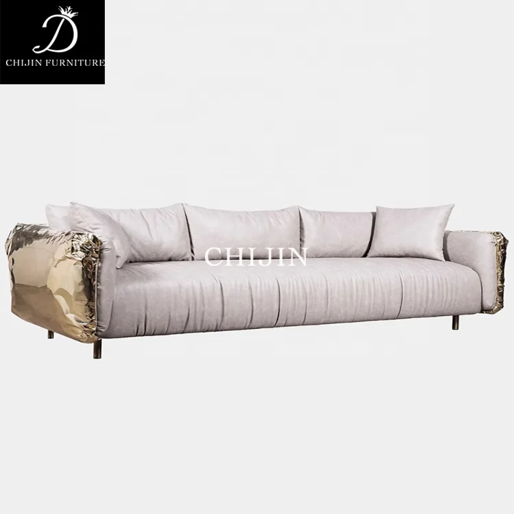 Modern Luxury Velvet Sofa Luxury Gold Border High End Customizable Living Room Sofa Furniture