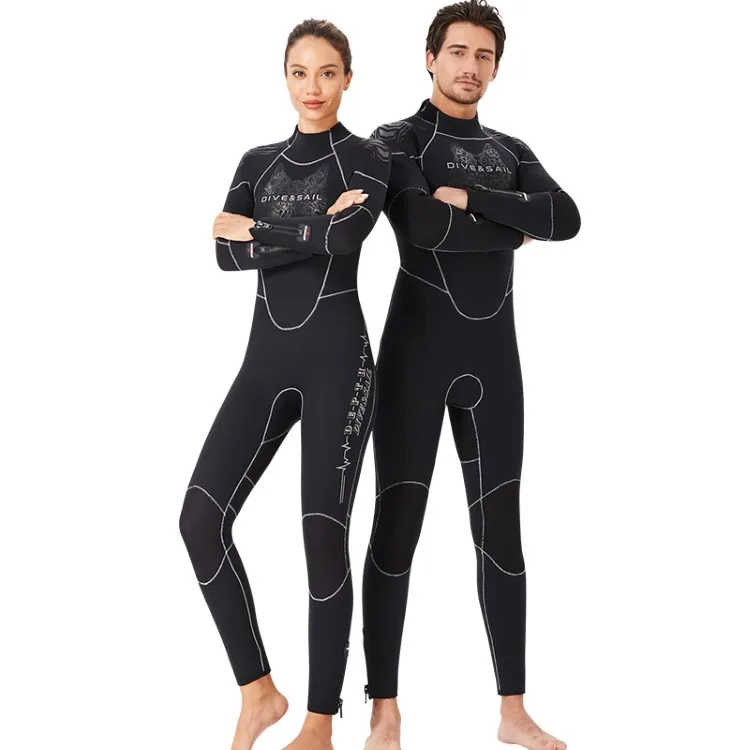 
5 MM New Design High Quality Double Lining Plush Keep Warm Wrist and Ankle Zippers Neoprene Full Bodys Surf Wetsuit Diving Suit 