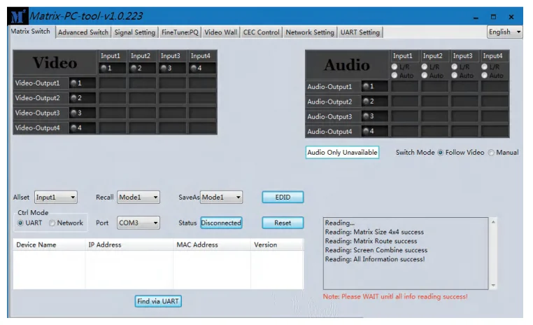 2.0 4kX2k hdmi matrix switch 4X4 4:4:4, HDCP2.2