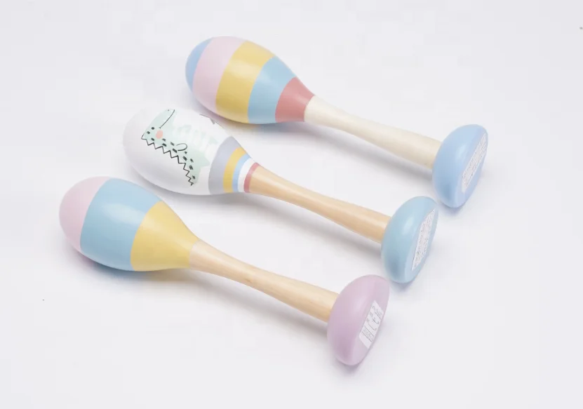 New Design Kids Learning Toys Early Educational  Wooden Maracas Musical Instrument Toy For Kids
