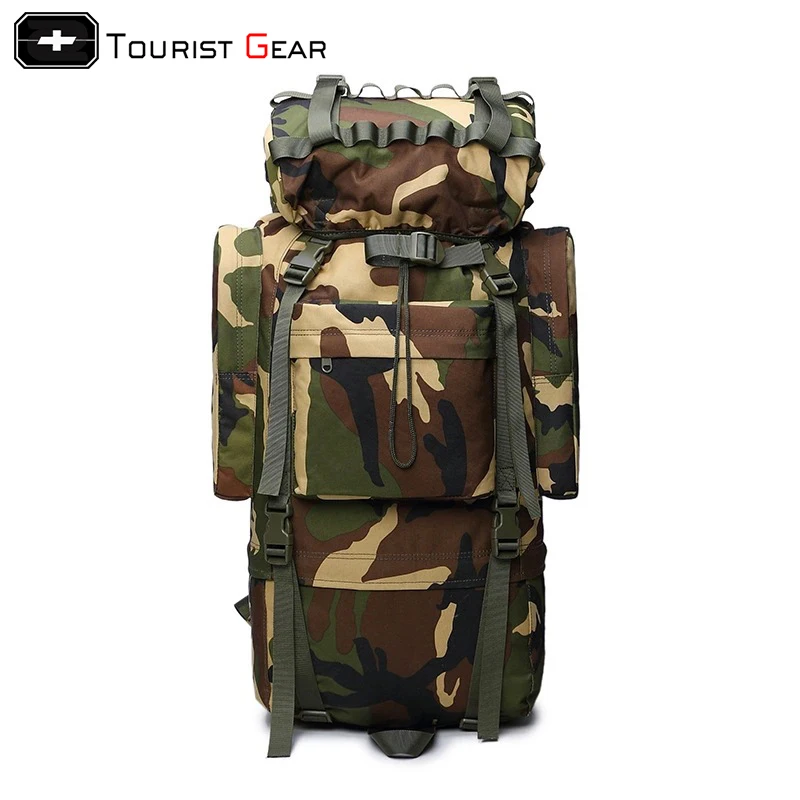 Camouflage hiking backpack Multifunctional 65L High capacity  tactical backpack Hunting bag for sale