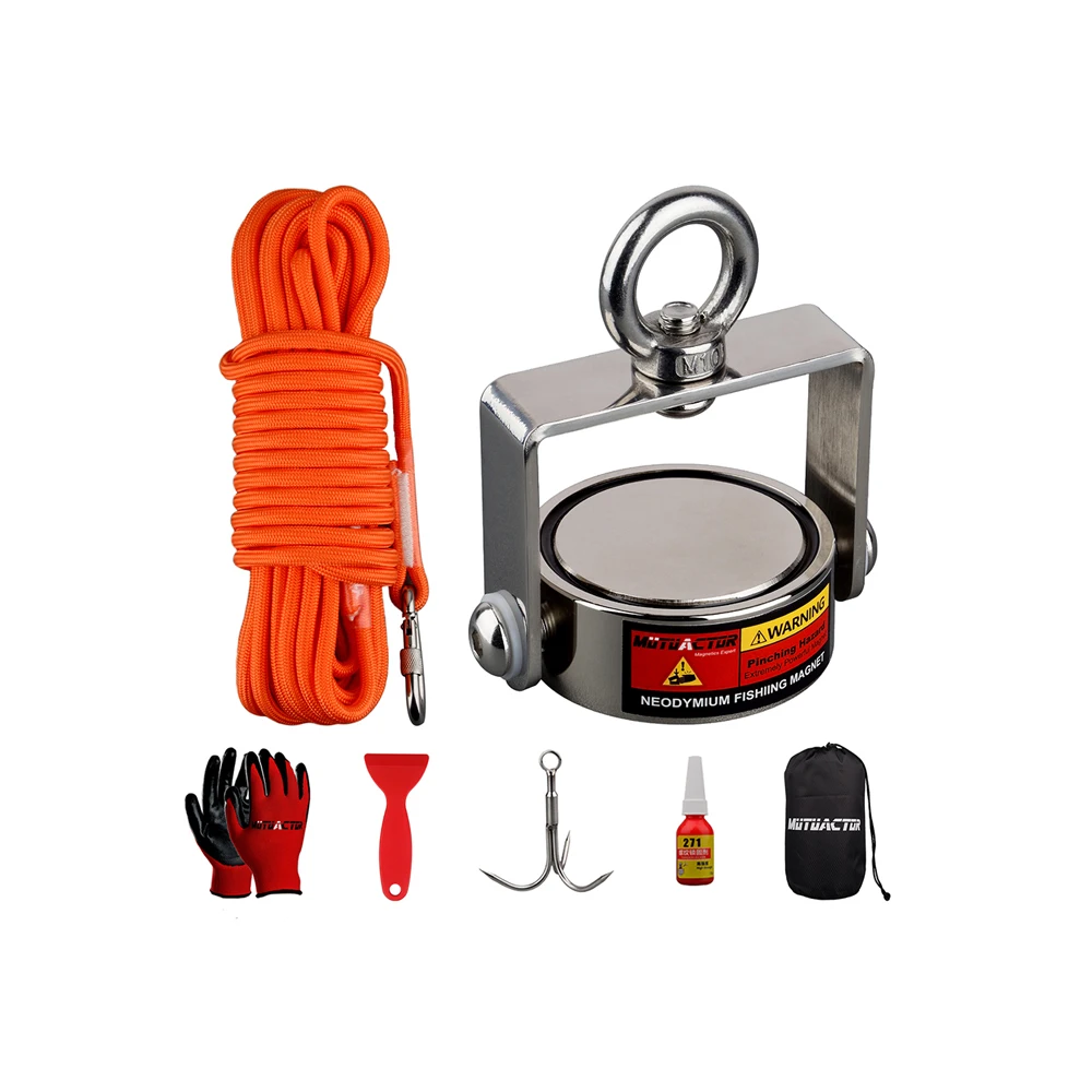 MUTUACTOR Rotatable Double Sided Magnets Fishing Set 200KG*2 Heavy Duty Neodymium Magnet N52  Powerful Strong Magnetic  Material