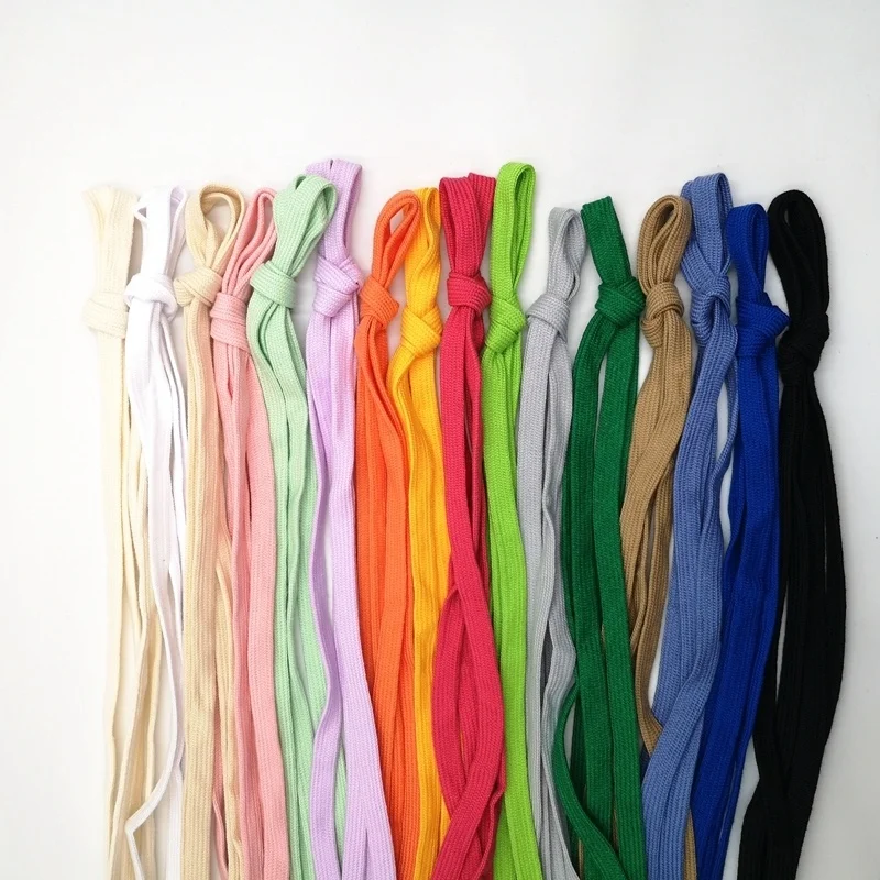 Multi Colored Soft Flat Tubular Braided Board Sneaker Shoe Laces Cotton Flat 8mm Shoelaces