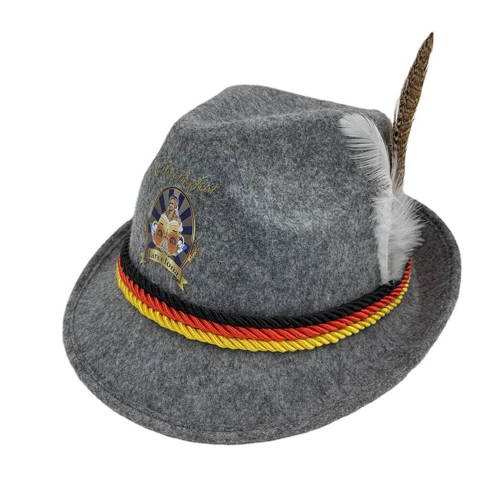 MH-0087 Custom Gray German Oktoberfest Bavarian Alpine Hat