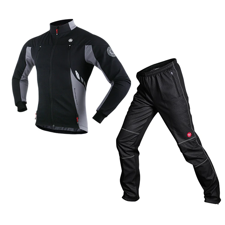 wholesale oem custom winter thermal windproof cycling jacket bike bicycle jackets and pants  set