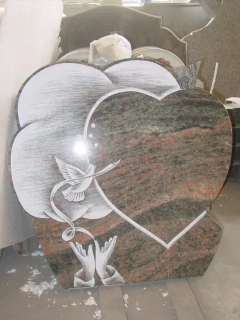 Granite slant tombstone with base headstone-designs high quality poland style granite tombstone heart-shaped-headstones