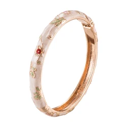 Wholesale Alloy Gold Plated Colorful Cloisonne Enamel Flower Bangle Bracelet for Ladies Jewelry Gift