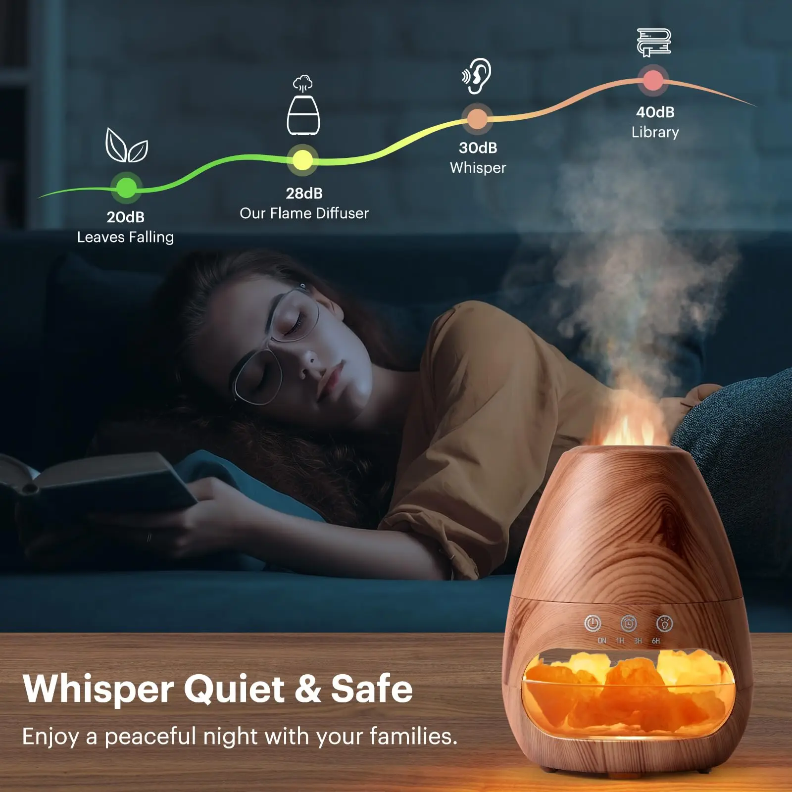 New Portable fire flame humidifier Essential Oil Diffuser h2o air Himalayan Salt Stone humidifier