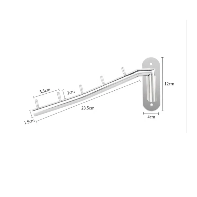 Folding Wall Mounted Clothes Hanger Rack Clothes Hook Stainless Steel with Swing Arm Holder Clothing Hanging Closet Organizer