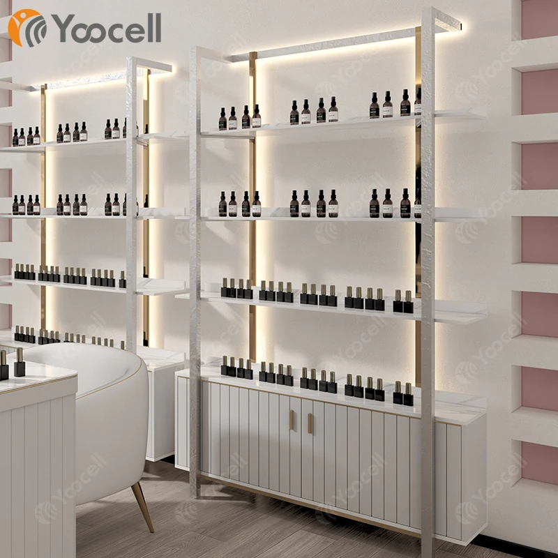Yoocell Beauty Salon Furniture Hair Product Display Shelf Product Guangdong Nail Manicure Studio Shelves for Products
