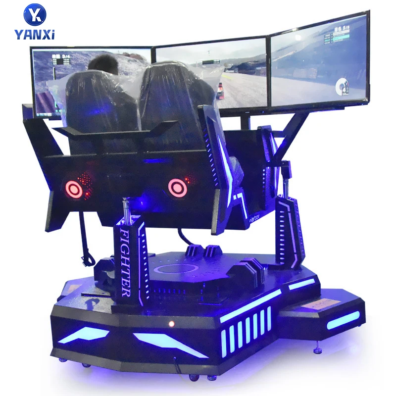 Indoor Amusement VR Games Virtual Reality Three-screen 6 dof Racing Car Equipment Six-Axle 9D Kids Vr Game Driving Machine