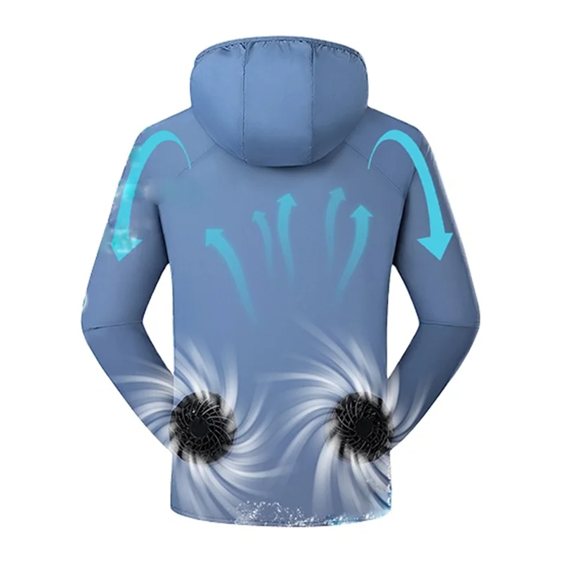 
Дышащая уличная мужская летняя куртка для кондиционера, для велоспорта, 5 В, 7,4 В, куртка с питанием от батареи, воздухопроницаемая одежда, куртка с вентилятором и охлаждением 