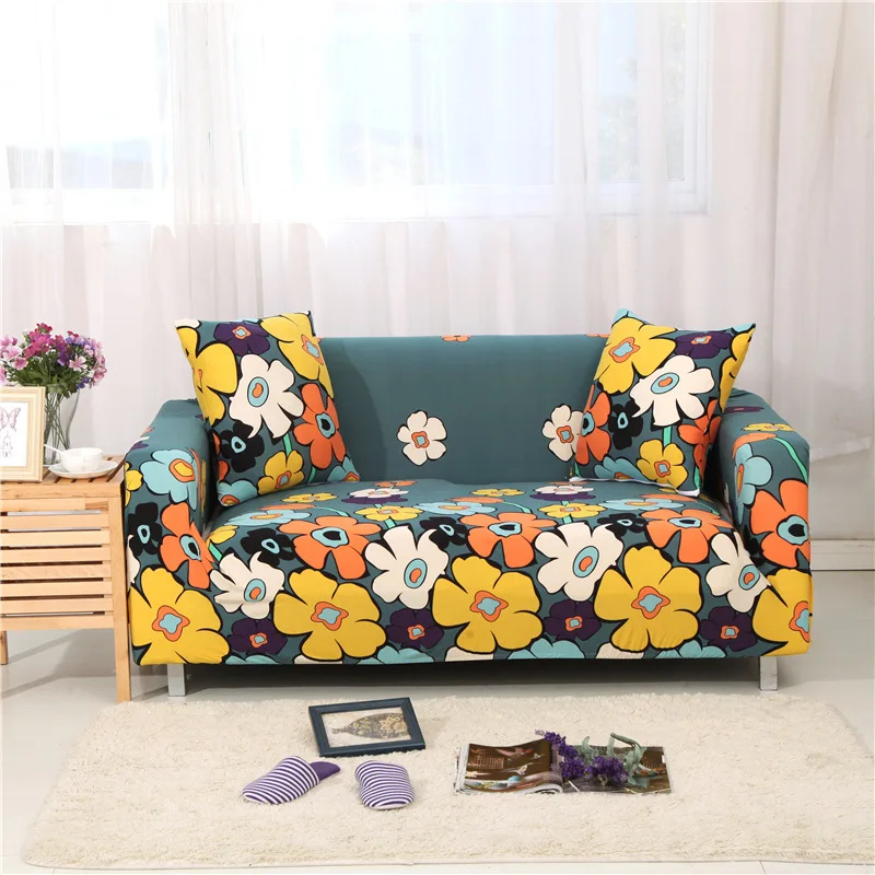 Wholesale universal High Stretch elastic stretchable sectional couch cover slipcover printed stretch sofa cover set
