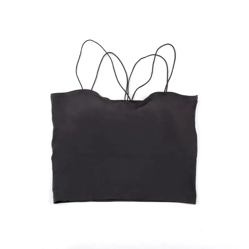 
seamless beautiful Cross back breathable bandeau bra Wireless one-piece strapless chest wrap women Ice Silk tube top 