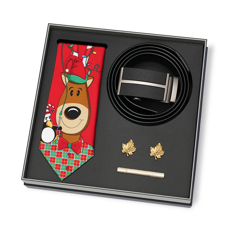 Подарочная коробка дизайн логотип Рождественский подарок запонки кожаный ремень набор галстуков