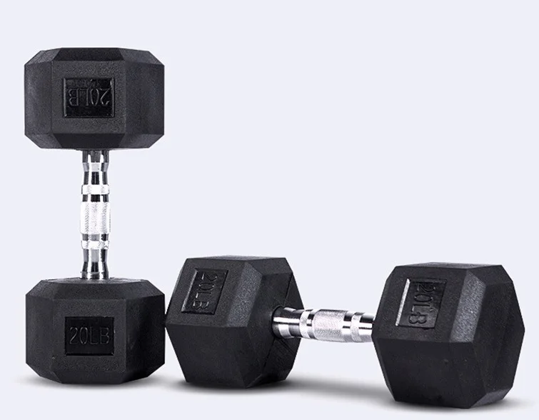 Wholesale Weightlifting Fitness Black Hexagon Custom Logo Home Gym Free Weights Rubber Coated Hex Dumbbells