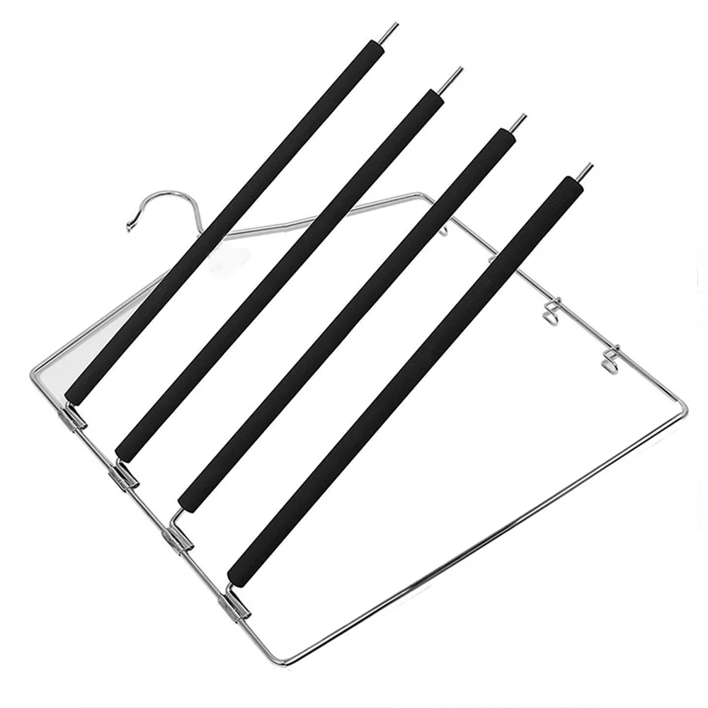 XUNZE 4 Layers Pants Hangers Space Saving Scarf Trouser Hangers Closet Organizer Wardrobe Non Slip Hangers For Cloths