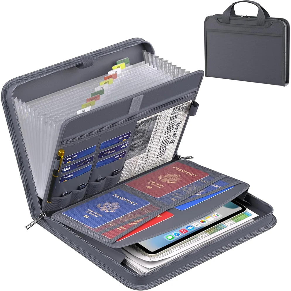 Business portable office portable storage Large capacity multi-layer household fireproof waterproof document bag