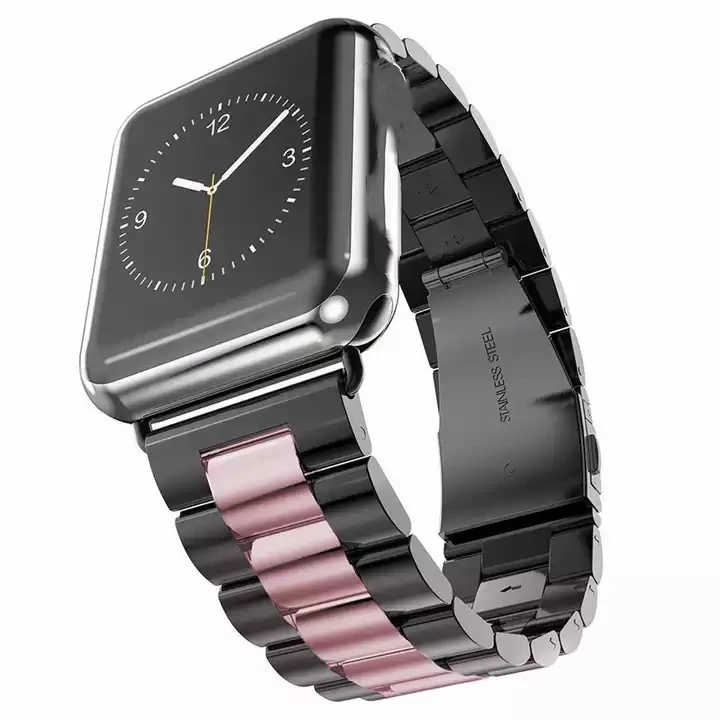 For Apple Watch Stainless Steel Band 42mm 44mm 38mm 40mm Metal Wrist Bracelet Strap for iWatch 5/4/3/2/1/ Three Link Band