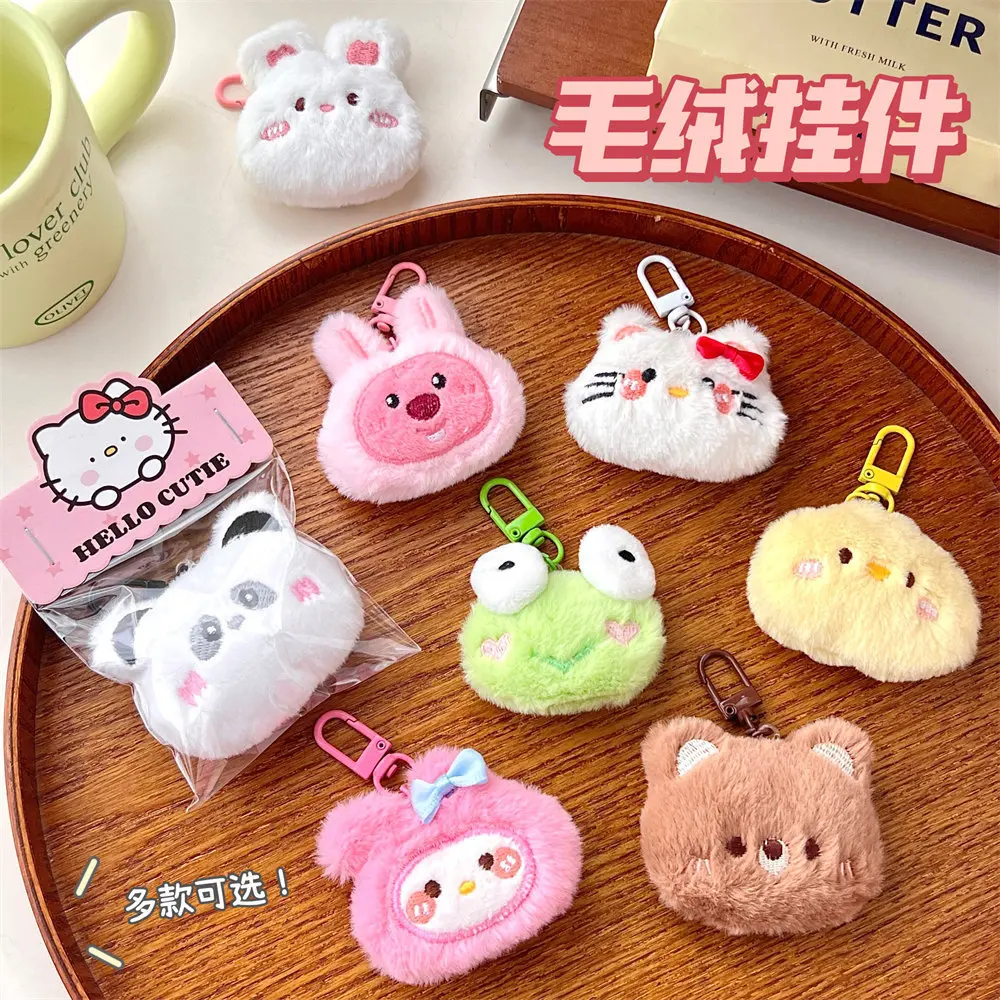 Kawaii Plush Cartoon Stuffed Keyring Toy Backpack Pendant Ornaments Bags Decor Rabbit Frog Doll Keychain
