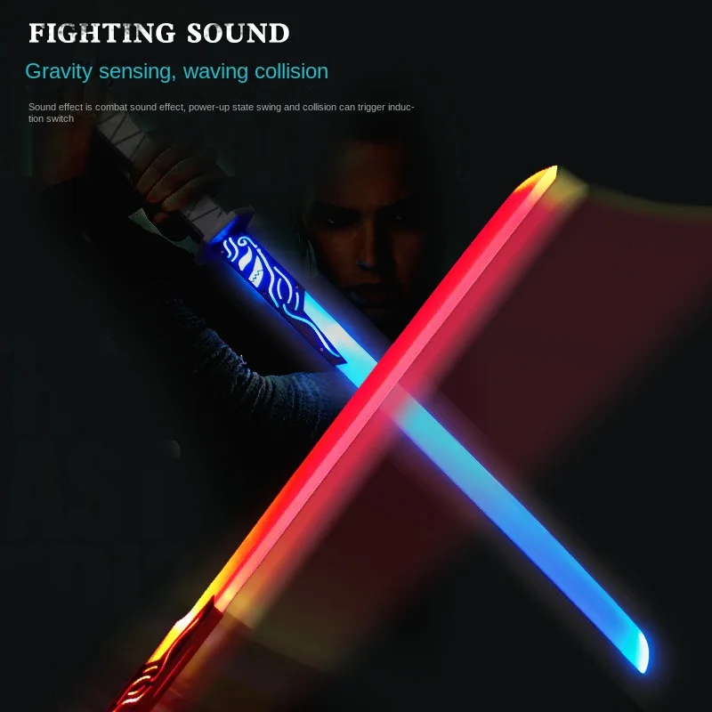 82.5cm glow stick colorful flash combat sound effect laser sword night market stall toy Luminous samurai sword
