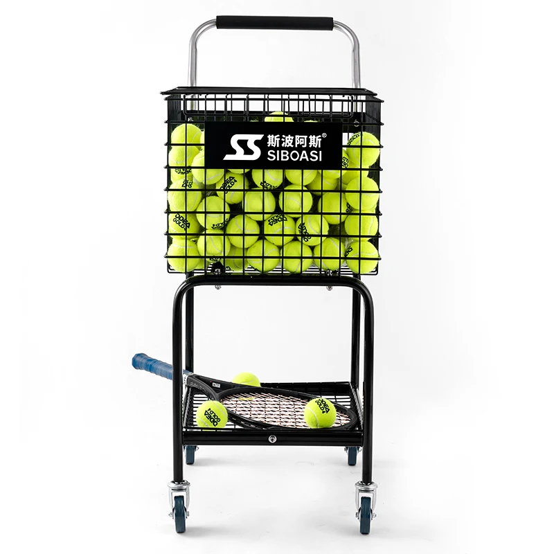 Wheeled Pop Rack Metal Storage Stand Wire Basket Display For Tennis Ball Trolley tennis ball cart tennis ball basket cart