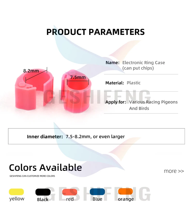 Plastic Electronic Ring Case Without Chip Pigeon Leg Ring Bird Ring for Pigeon Racing