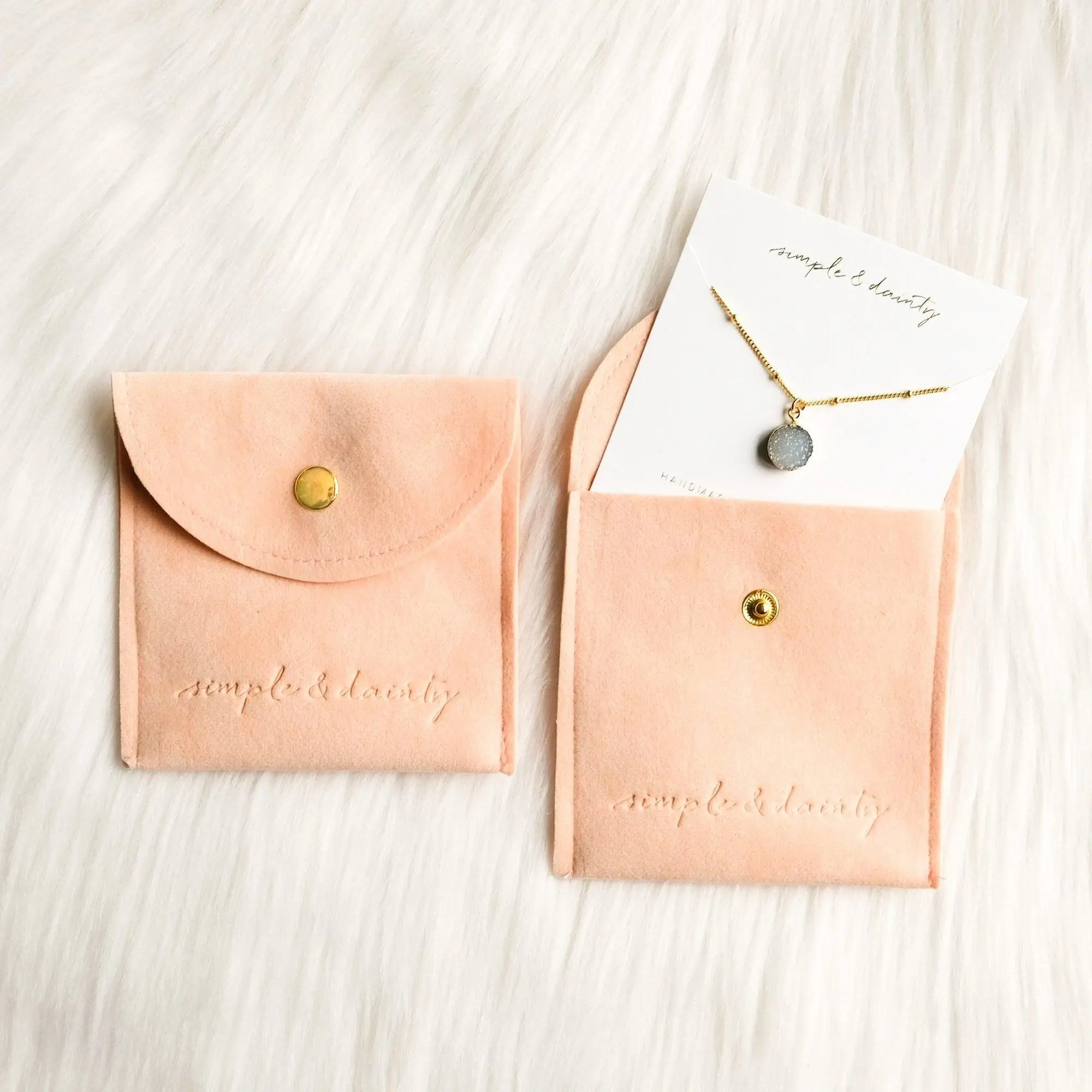 High Quality Custom Made Embossed logo Envelope Gift Suede Pouch with Flap Velvet Bags Jewelry Packaging Pouch Bag