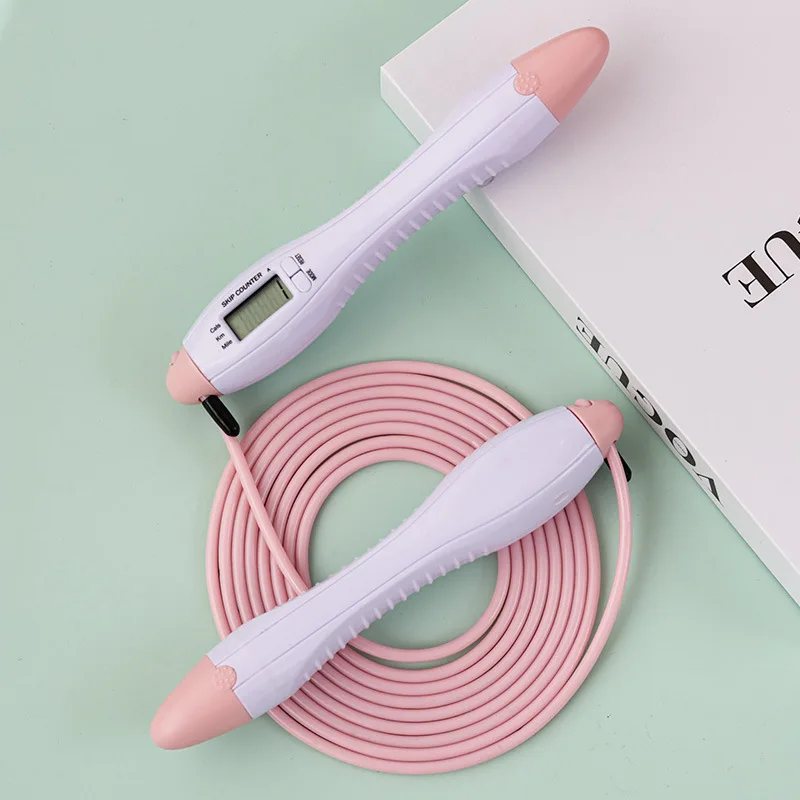 PVC Thick Calorie Counter Heavy Custom Skipping Rope  Pink Digital Skip Rope