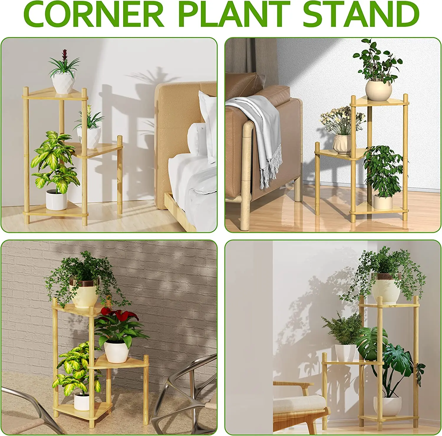 3 Tiers Indoor And Outdoor Bamboo Plant Stand Flower Pot Shelf For Planter