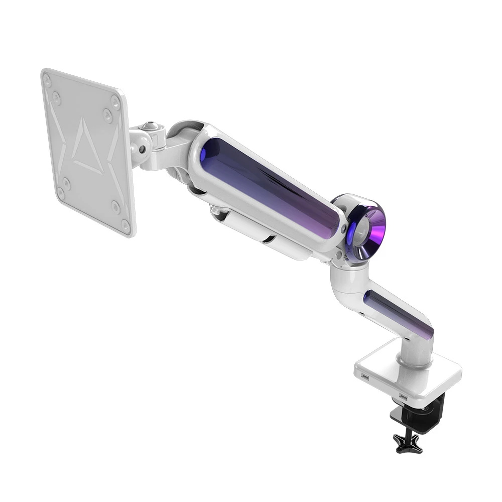 Aluminum Alloy White Game monitor stand for Computer Gas Spring Arm Monitor Mount stand