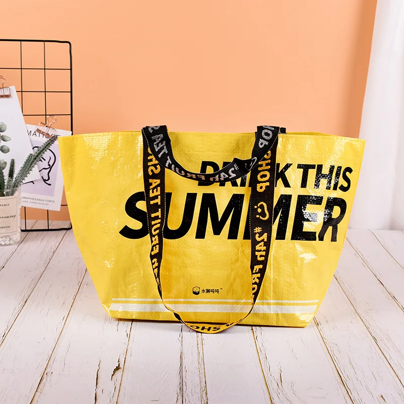 Fashion Heavy Duty Print Folding Reusable Tote Bag Portable Pp Large Foldable Grocery Shopping Bags