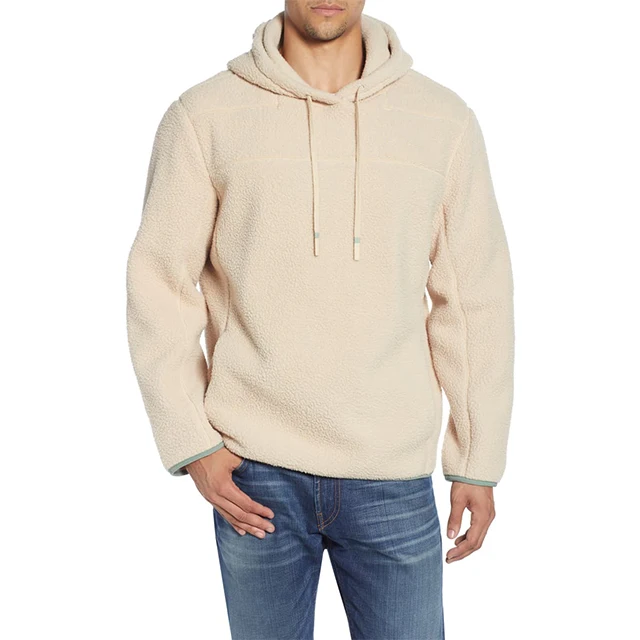 
Pull over sports style long sleeve plain hoodies for men 