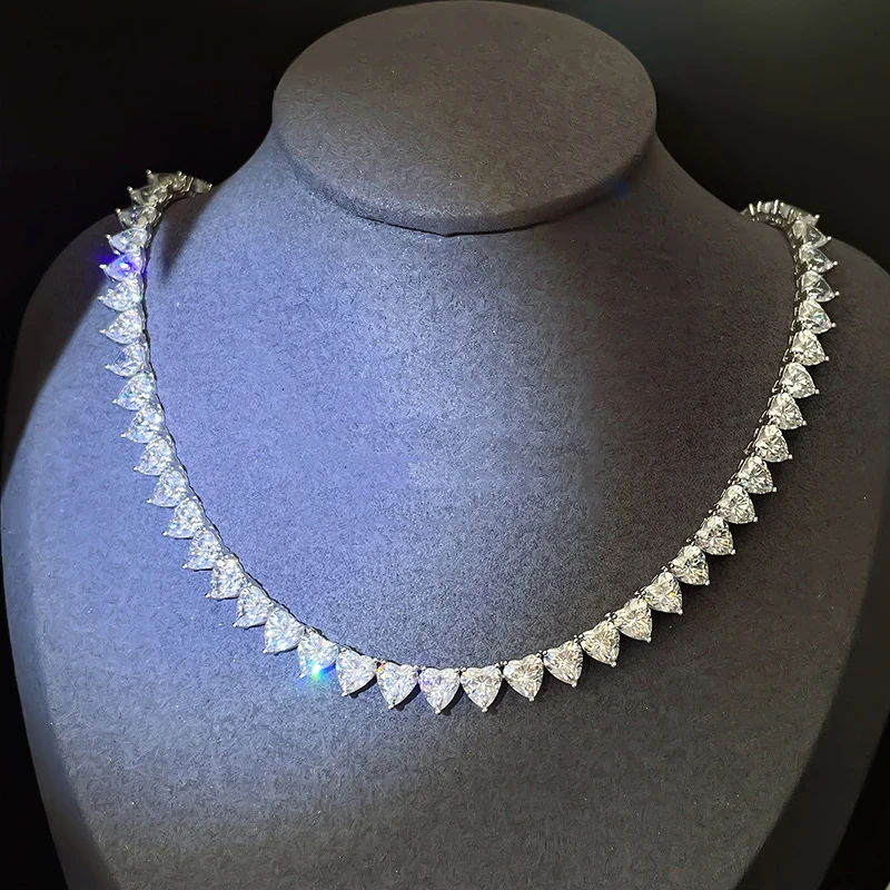 New S925 Silver Heart Necklace 17 Inch White Diamond Necklace High Quality 5A Zircon Factory Direct Sales