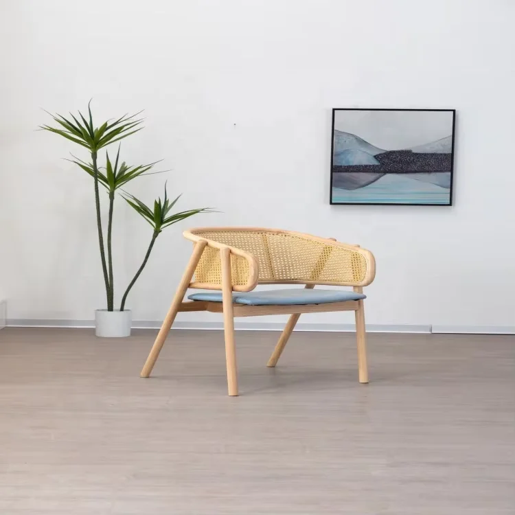 Nordic Wood Dining Chair furniture Restaurant Rattan chair woven wicker dining chair