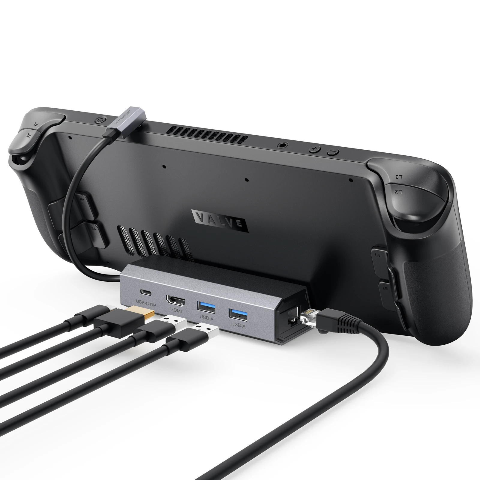JSAUX 5 in 1 Steam Deck Docking Station in Stock Hub 5Gbps 4k 60hz PD Charging Ethernet Port Docking Station for Steam Deck