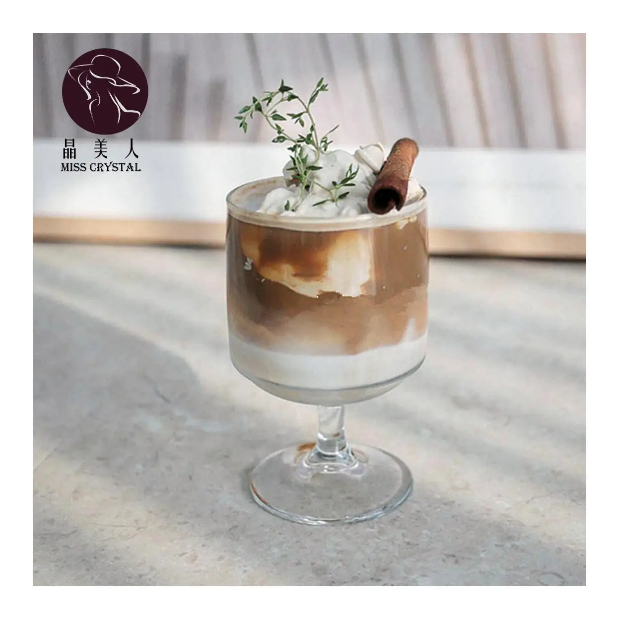 Korean Style Large Transparent Goblet Round Shape Solid Color Heat-resistant Glass for Household Cup