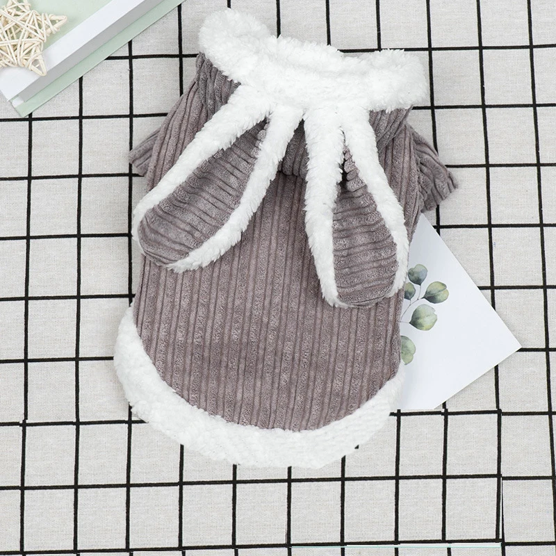 New Cute Rabbit Clothing Winter Pet Dog Clothes Outfit Cats Small Dogs Corduroy Plush Warm Jacket