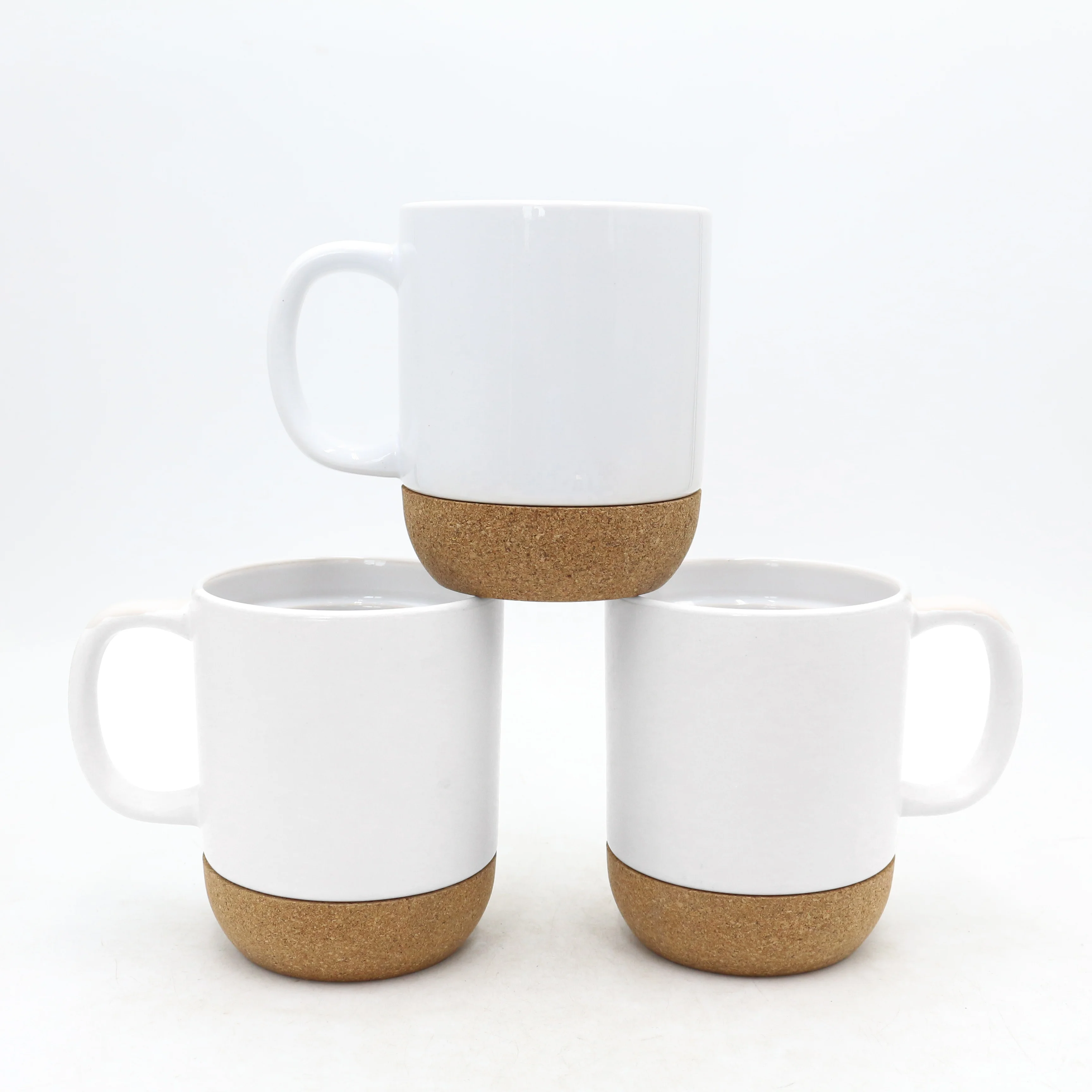 Wholesale custom logo 11 oz ceramic stoneware mug coffee cup with bottom cork