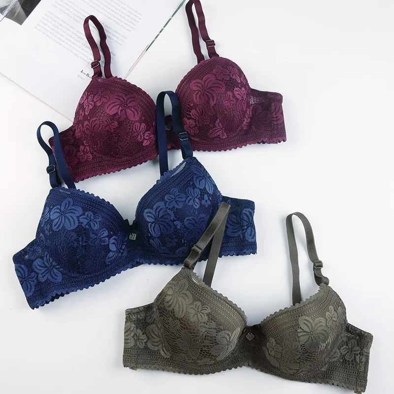 2022 Factory Price Daily Comfort Push Up Bra Beautiful Lace Embroidery High Quality Bra For Women