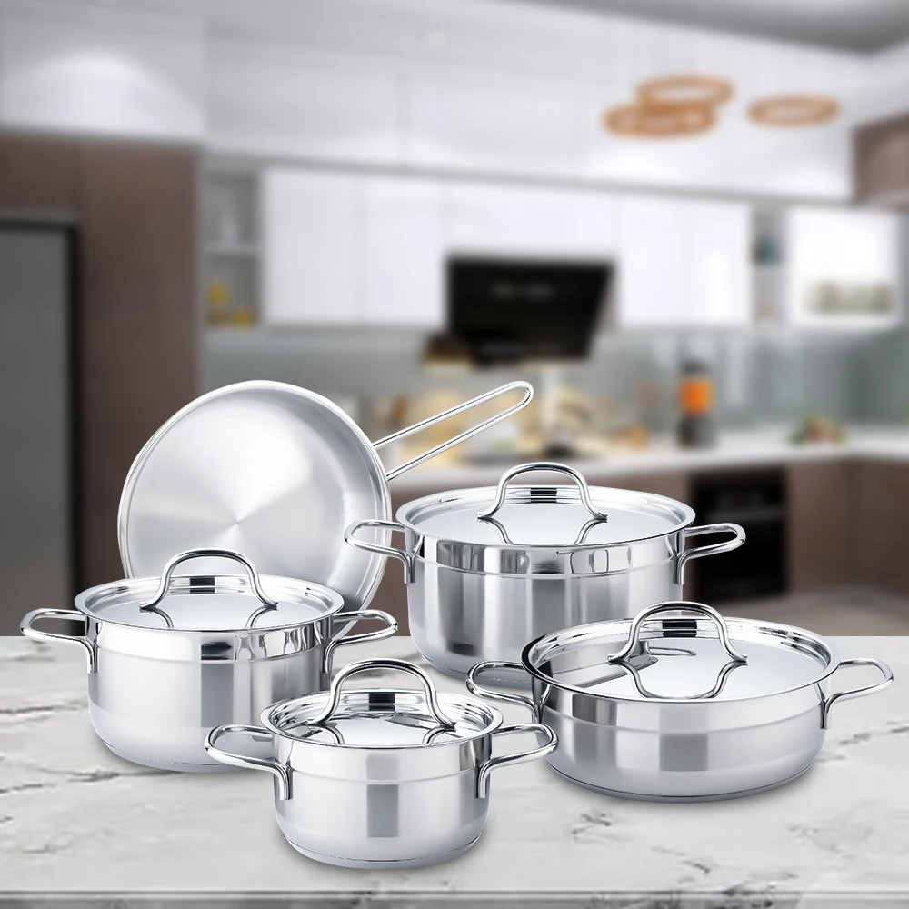Manufacture Durable 9Pcs Stainless Steel Pot Set Best Cookware Set Nonstick Cookware Set With Lids