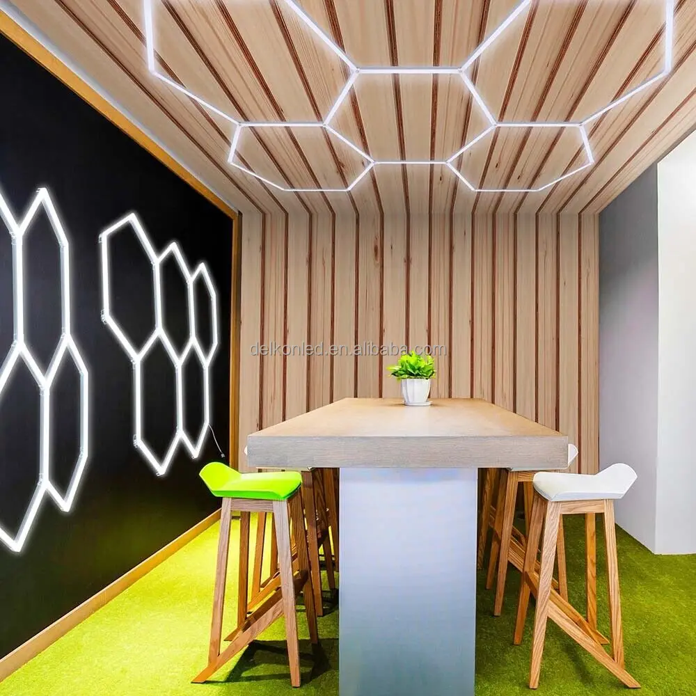 Delkon LED HEXAGON GARAGE LIGHTS HONEYCOMB FOR WORKSTATION DETAILING SHOWROOM OFFICE