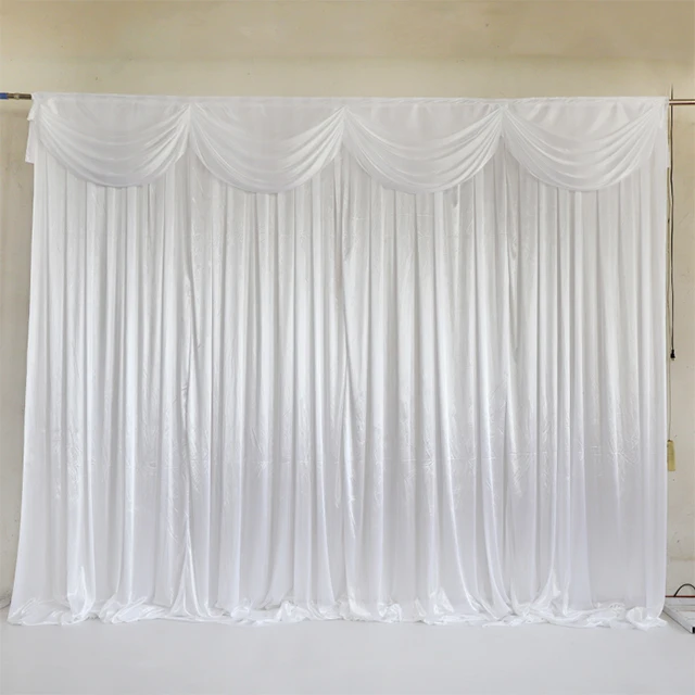 Luxury  Ruffled Ice Silk Designs Backdrop Curtains Drapes for Wedding Stage Event Party Decoration