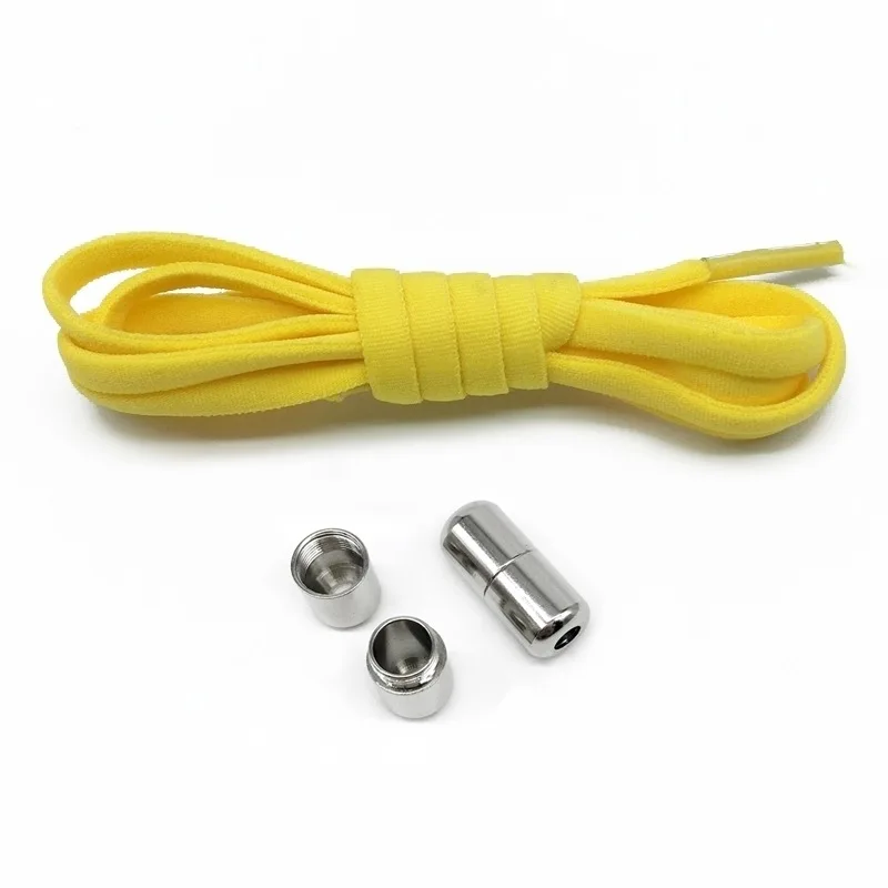 Elastic Oval  6mm width 100cm round oval lazy easy shoe laces Metal capsules buckle 16 colors half rope shoelaces