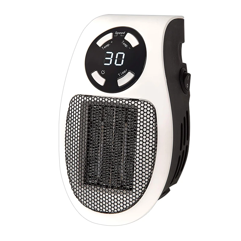 500W Electric Heater with 12 Hour Timer & LED Display, Adjustable Thermostat Ceramic Plug Heater