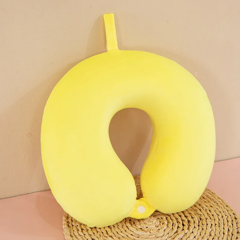 Wholesale detachable and washable  solid color memory cotton U-shaped neck pillow