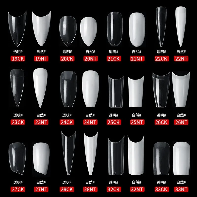 500PCS White Clear V Straight Round End Full/Half Acrylic Ballet Coffin French False Nail Tips False Toenail Tip Manicure